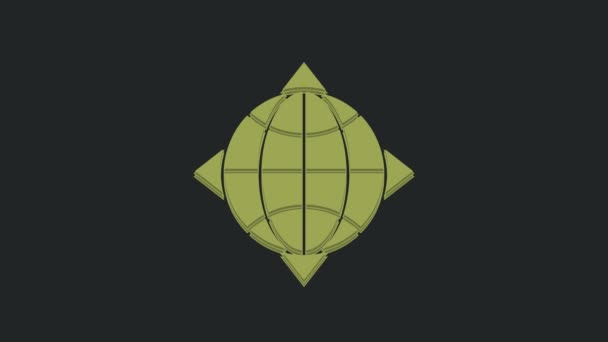 Zelený Svět Zeměkoule Ikonou Kompas Izolované Černém Pozadí Grafická Animace — Stock video