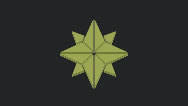 Green Wind Rose Symbol Isoliert Auf Schwarzem Hintergrund Kompass Symbol — Stockvideo