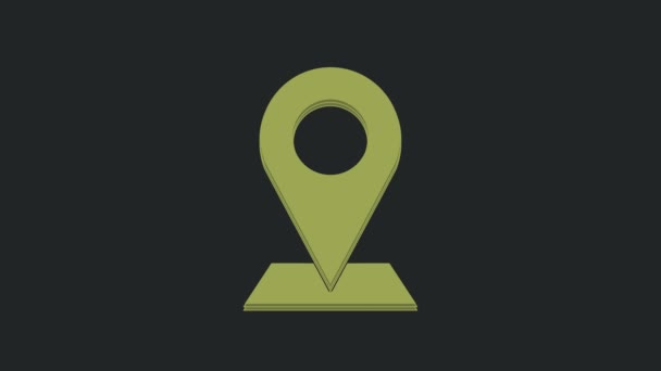 Icono Pin Mapa Verde Aislado Sobre Fondo Negro Navegación Puntero — Vídeos de Stock