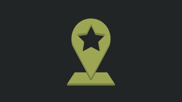 Wskaźnik Green Map Ikoną Gwiazdy Czarnym Tle Gwiazda Ulubiona Ikona — Wideo stockowe