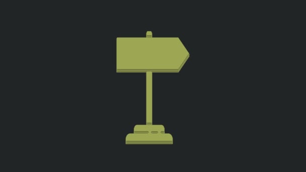 Grünes Verkehrszeichen Wegweiser Symbol Isoliert Auf Schwarzem Hintergrund Zeigersymbol Abgelegenes — Stockvideo