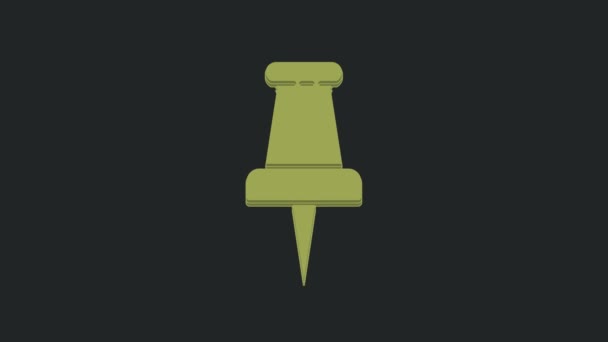 Зеленый Значок Push Выделен Черном Фоне Знак Зубцы Видеографическая Анимация — стоковое видео