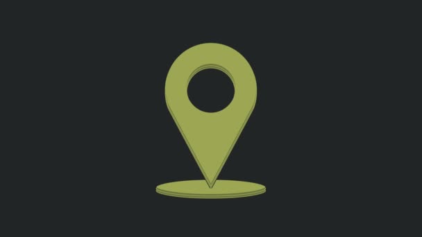 Zöld Térkép Pin Ikon Elszigetelt Fekete Háttér Navigáció Mutató Hely — Stock videók