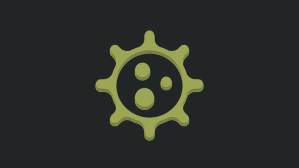 绿色病毒图标隔离在黑色背景 Corona Virus 2019 Ncov 细菌和细菌 细胞癌 微生物 4K视频运动图形动画 — 图库视频影像