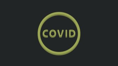 Yeşil Corona virüsü covid-19 simgesi siyah arkaplanda izole edildi. Bakteri ve mikroplar, hücre kanseri, mikrop, mantar. 4K Video hareketli grafik canlandırması.