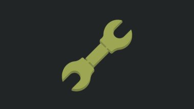 Siyah arkaplanda yeşil anahtarlı simge izole edildi. 4K Video hareketli grafik canlandırması.