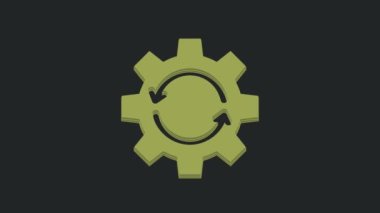 İş akışı konsepti simgesi olarak Green Gear ve oklar siyah arkaplanda izole edildi. Vites doldurma tabelası. 4K Video hareketli grafik canlandırması.