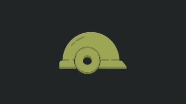 Yeşil İşçi Başlığı simgesi siyah arkaplanda izole edildi. 4K Video hareketli grafik canlandırması.