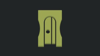 Siyah arkaplanda yeşil kalem açacağı simgesi izole edildi. 4K Video hareketli grafik canlandırması.