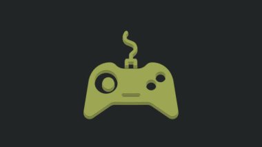 Yeşil Oyun Alanı simgesi siyah arkaplanda izole edildi. Oyun kontrolörü. 4K Video hareketli grafik canlandırması.