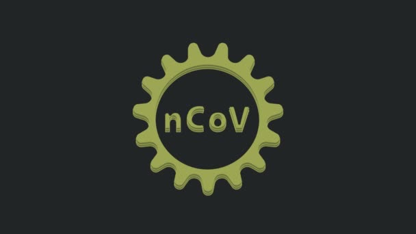 Virus Verde Corona 2019 Icona Ncov Isolato Sfondo Nero Batteri — Video Stock