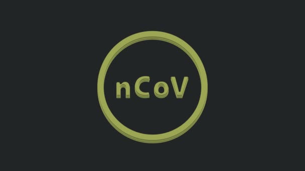 绿色电晕病毒2019 Ncov图标在黑色背景上分离 细菌和细菌 细胞癌 微生物 4K视频运动图形动画 — 图库视频影像