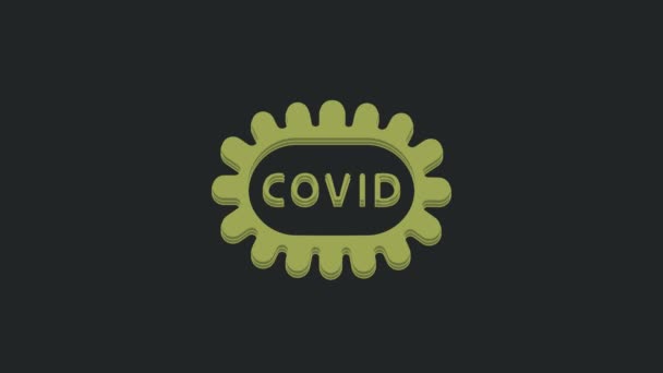 Green Corona Vírus Covid Ícone Isolado Fundo Preto Bactérias Germes — Vídeo de Stock