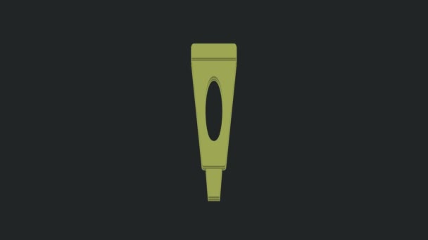 Зелений Крем Або Лосьйон Косметичної Трубки Значок Ізольовані Чорному Тлі — стокове відео