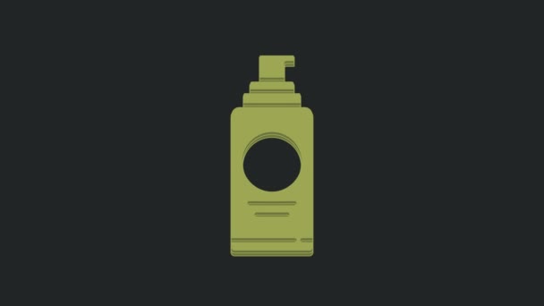 Grüne Spraydose Für Haarspray Deo Schweißschutzsymbol Isoliert Auf Schwarzem Hintergrund — Stockvideo