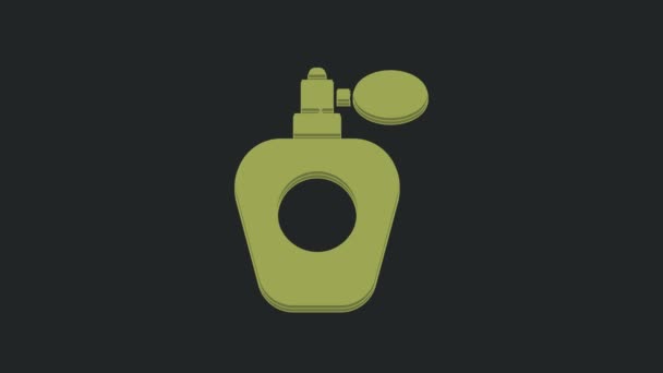 Grüne Parfüm Symbol Isoliert Auf Schwarzem Hintergrund Video Motion Grafik — Stockvideo