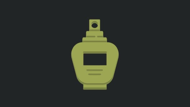 绿色香水图标隔离在黑色背景 4K视频运动图形动画 — 图库视频影像