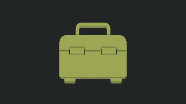 绿色工具箱图标隔离在黑色背景上 工具箱标志 4K视频运动图形动画 — 图库视频影像