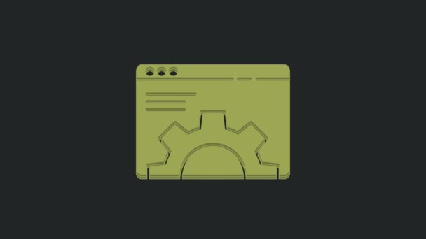 绿色浏览器设置图标隔离在黑色背景 4K视频运动图形动画 — 图库视频影像