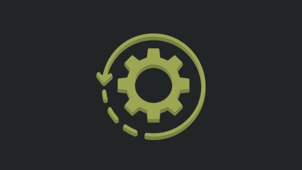 Green Gear Arrows Workflow Concept Icon Isolated Black Background Gear — Stock Video