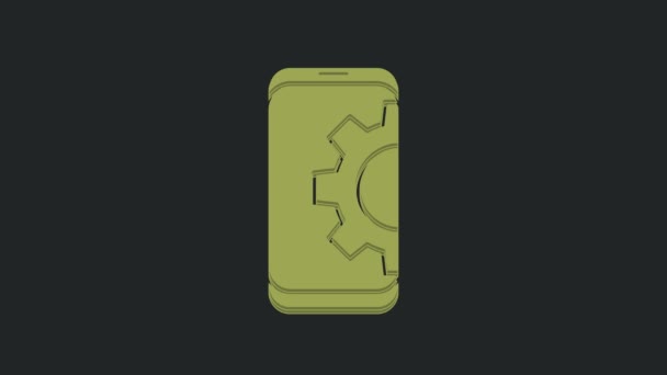 Zelené Nastavení Ikonu Smartphone Izolované Černém Pozadí Nastavení Servis Nastavení — Stock video