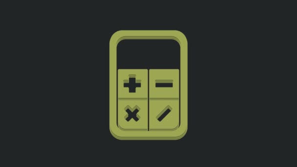 Zielony Kalkulator Ikona Izolować Czarny Tło Symbol Księgowości Obliczenia Biznesowe — Wideo stockowe