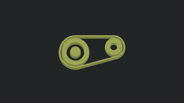 Verde Timing Kit Cinturón Icono Aislado Sobre Fondo Negro Animación — Vídeos de Stock