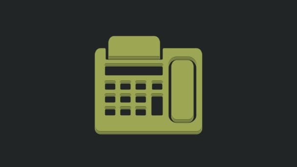 Зеленый Телефон Значок Изолирован Черном Фоне Стационарный Телефон Видеографическая Анимация — стоковое видео