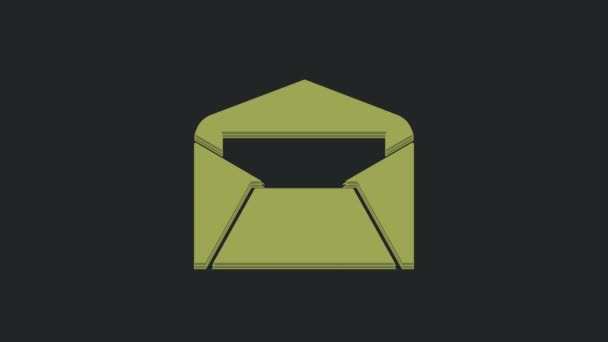 Icona Busta Verde Isolata Sfondo Nero Mail Messaggio Lettera Simbolo — Video Stock