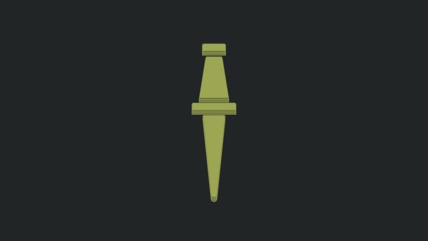 Zielona Ikona Push Pin Izolowana Czarnym Tle Znak Kciukach Animacja — Wideo stockowe