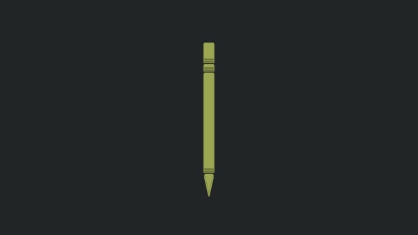 Green Pencil Met Gum Pictogram Geïsoleerd Zwarte Achtergrond Tekening Educatieve — Stockvideo
