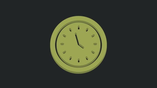 Ikona Green Clock Odizolowana Czarnym Tle Symbol Czasu Animacja Graficzna — Wideo stockowe