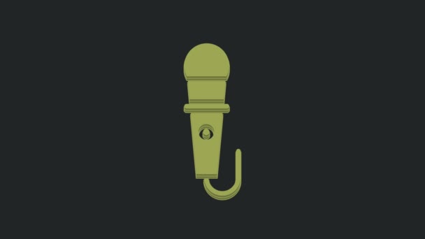 Icona Microfono Verde Isolato Sfondo Nero Sul Microfono Radio Onda — Video Stock