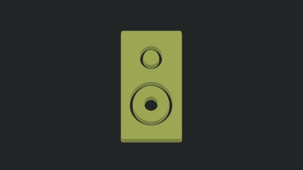 Grön Stereo Högtalare Ikon Isolerad Svart Bakgrund Högtalare För Ljudsystem — Stockvideo