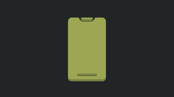 Smartphone Verde Icona Del Telefono Cellulare Isolato Sfondo Nero Animazione — Video Stock