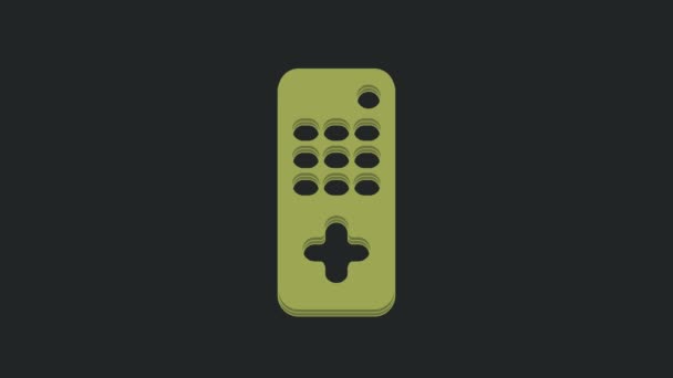 Green Remote Control Icon Isolated Black Background Video Motion Graphic — Stock Video