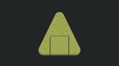 Yeşil Onigiri simgesi siyah arkaplanda izole edildi. Japon yemeği. 4K Video hareketli grafik canlandırması.
