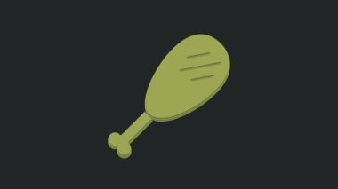 Yeşil Tavuk bacak simgesi siyah arkaplanda izole edildi. Tavuk budu. 4K Video hareketli grafik canlandırması.