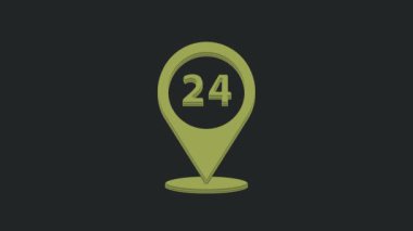 Siyah arkaplanda izole edilmiş yeşil saat teslim ikonu. 4K Video hareketli grafik canlandırması.