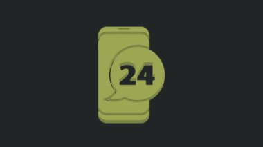 Yeşil Gıda, siyah arkaplanda izole edilmiş ikon siparişi veriyor. Cep telefonuyla sipariş verin. Restoran yemek teslimatı konsepti. 4K Video hareketli grafik canlandırması.