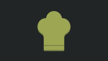 Yeşil Şef şapka simgesi siyah arkaplanda izole edildi. Aşçılık sembolü. Aşçı şapkası. 4K Video hareketli grafik canlandırması.