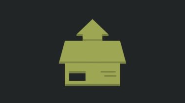 Siyah arkaplanda izole edilmiş yeşil karton kutu simgesi. Kutu, paket, paket işareti. Teslimat ve ambalaj. 4K Video hareketli grafik canlandırması.