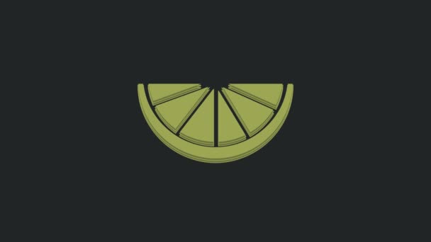 Icono Fruta Cítrica Verde Aislado Sobre Fondo Negro Naranja Corte — Vídeos de Stock