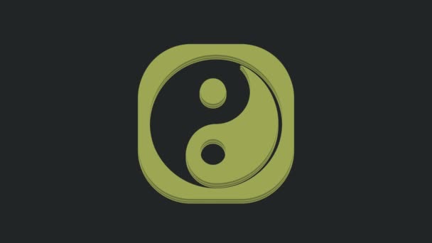 绿色阴阳象征和谐与平衡图标孤立在黑色背景上 4K视频运动图形动画 — 图库视频影像