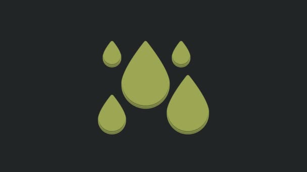 Ícone Gota Água Verde Isolado Fundo Preto Animação Gráfica Movimento — Vídeo de Stock