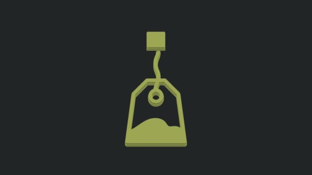 Иконка Пакетика Зеленого Чая Выделена Черном Фоне Видеографическая Анимация — стоковое видео