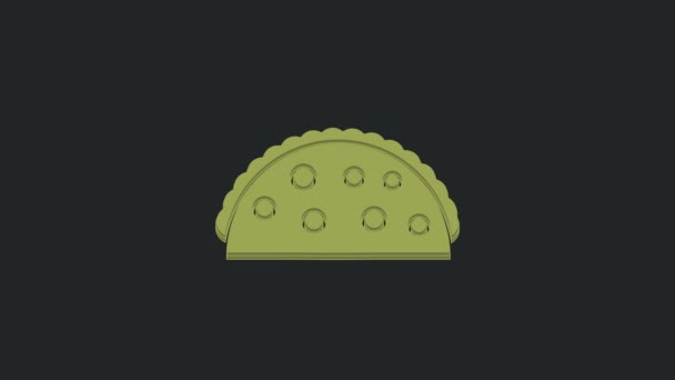 Taco Verde Con Icona Tortilla Isolata Sfondo Nero Menù Tradizionale — Video Stock