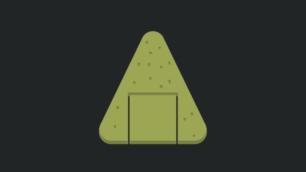 绿色的Onigiri图标被隔离在黑色背景上 日本菜 4K视频运动图形动画 — 图库视频影像