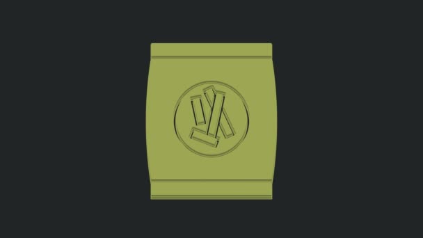 绿色硬面包夹心饼干图标孤立在黑色背景 4K视频运动图形动画 — 图库视频影像
