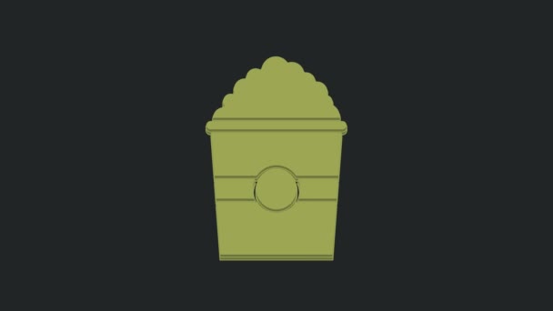 Зеленый Попкорн Картонной Коробке Выделенной Черном Фоне Коробка Попкорном Видеографическая — стоковое видео